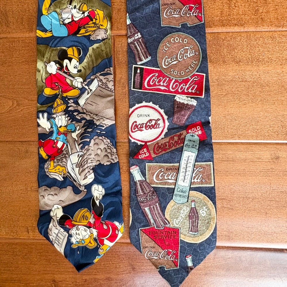 Disney Coca-Cola Vintage Silk Graphic Ties Mens OS Multi
